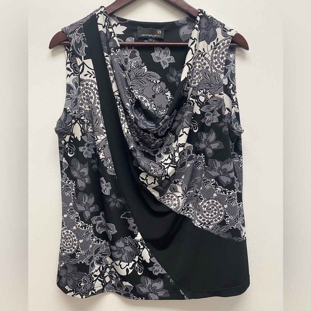 Lauren Ralph Lauren Black and White Floral Women's Top
